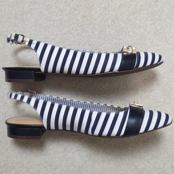 Tommy Hilfiger 8M Nautical Stripe Slingback Flat Shoed Adjustable - Picture 5 of 14